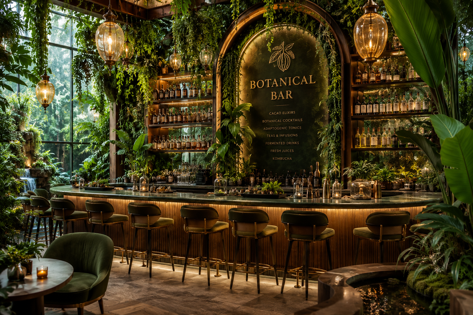 The Botanical Bar beneath the rainforest canopy